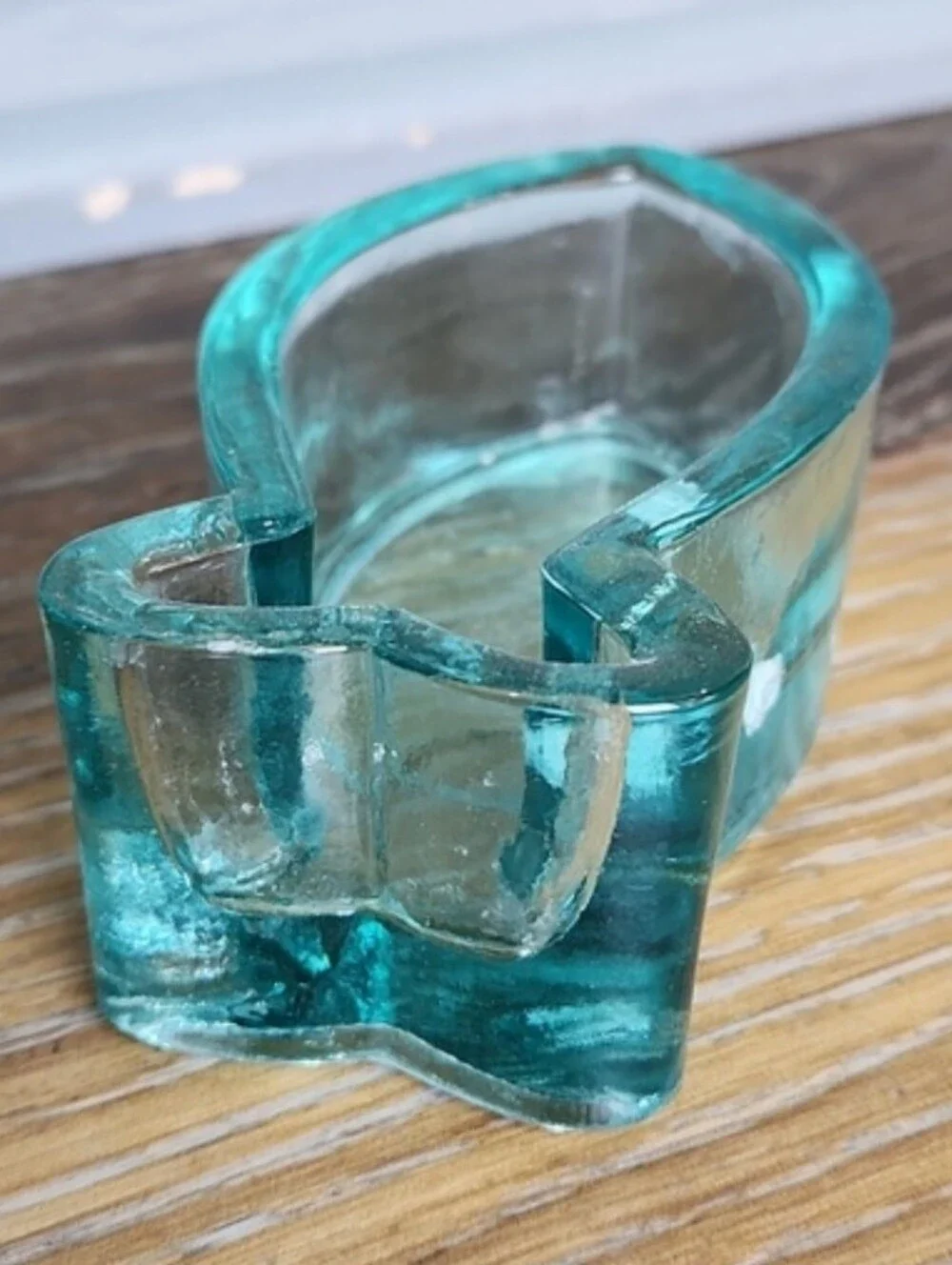 Blue Teal Glass Fish Shaped Votive Candle Holder